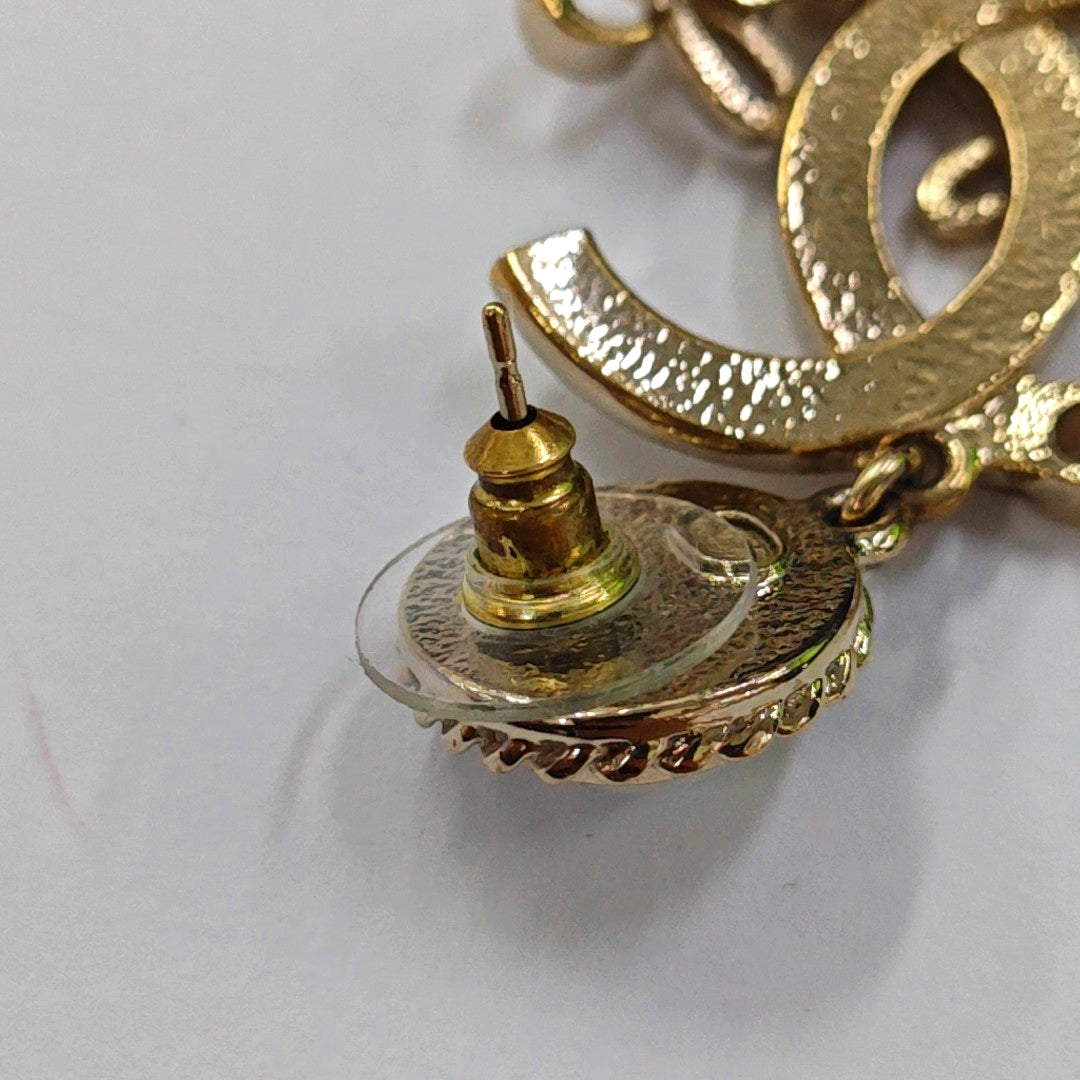 CC Logo Metal Gold Earrings