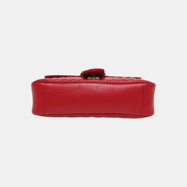 GG Marmont Medium Quilted Calfskin Red