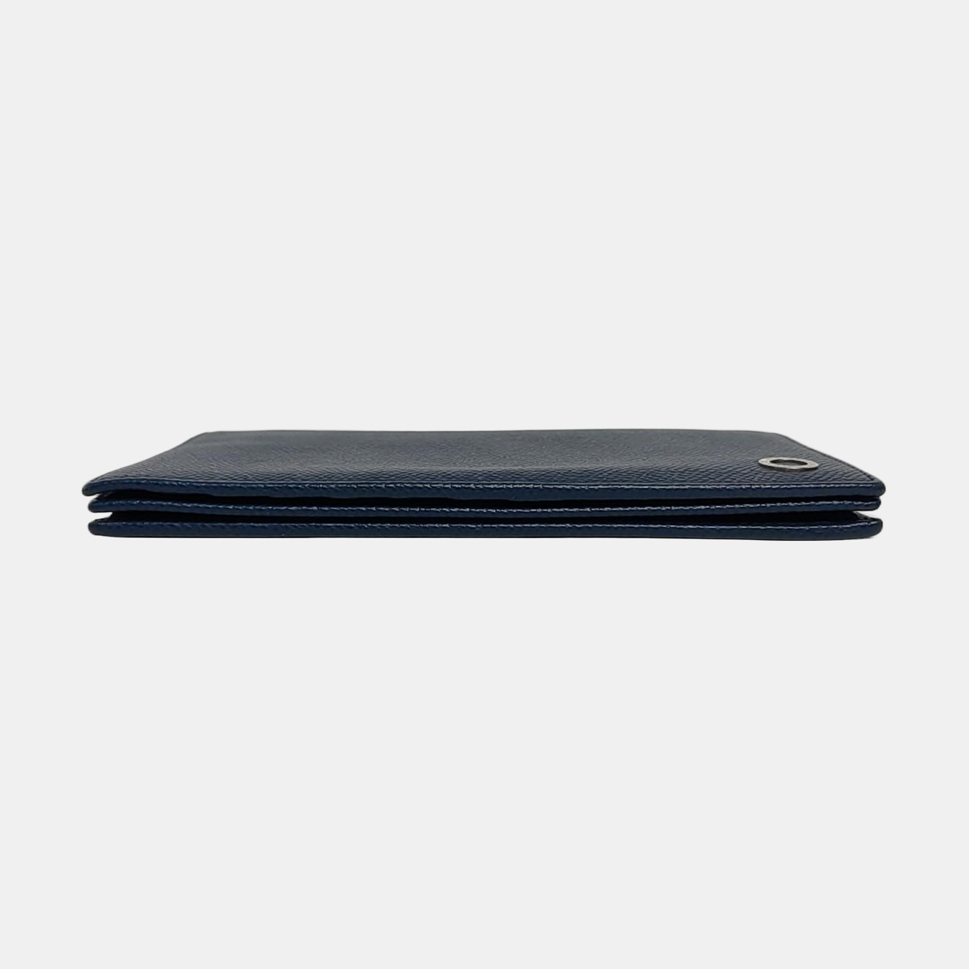 BVLGARI Calfskin Blue Wallet