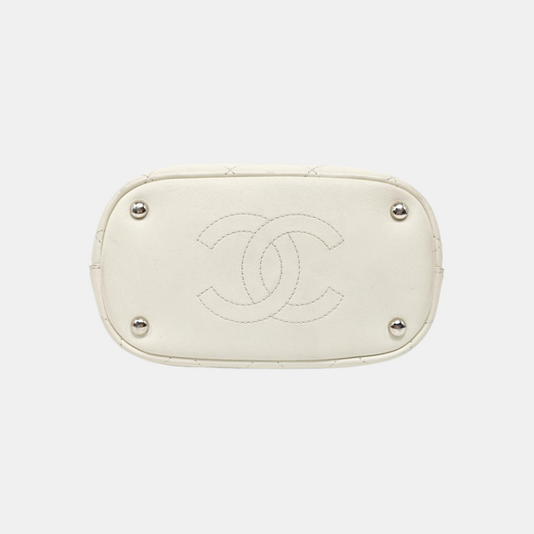 Quilted Calfskin Shoulder Bag White