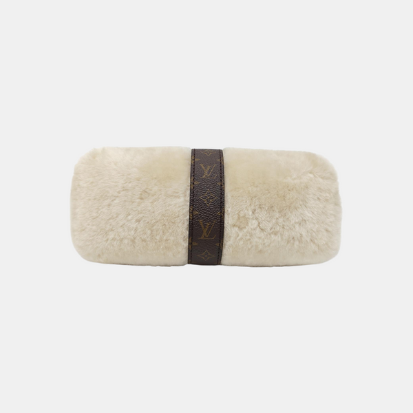 Fur Top Handle Bag Beige