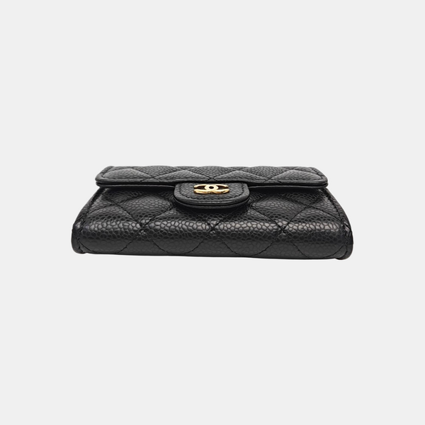 CLASSIC FLAP Quilted Grained Calfskin Black Card Holder