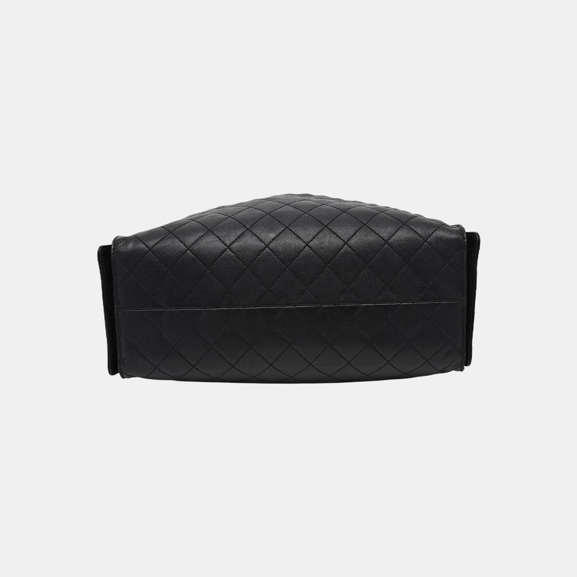 CHANEL 25 Large Quilted Grained Calfskin Black
