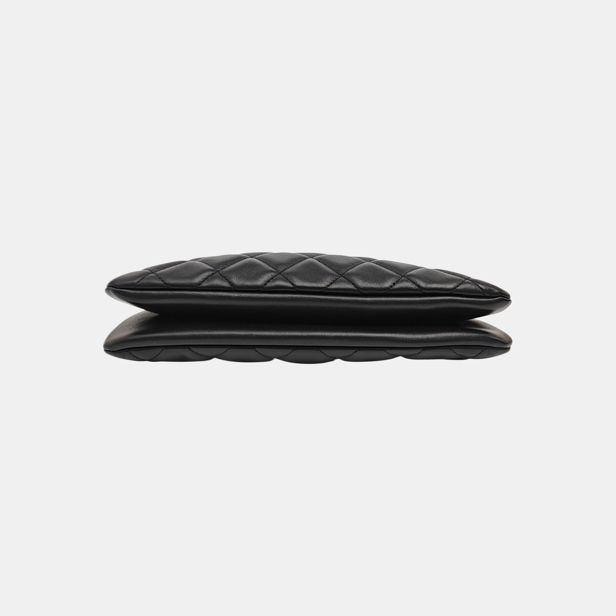 Quilted Lambskin Shoulder Bag Black