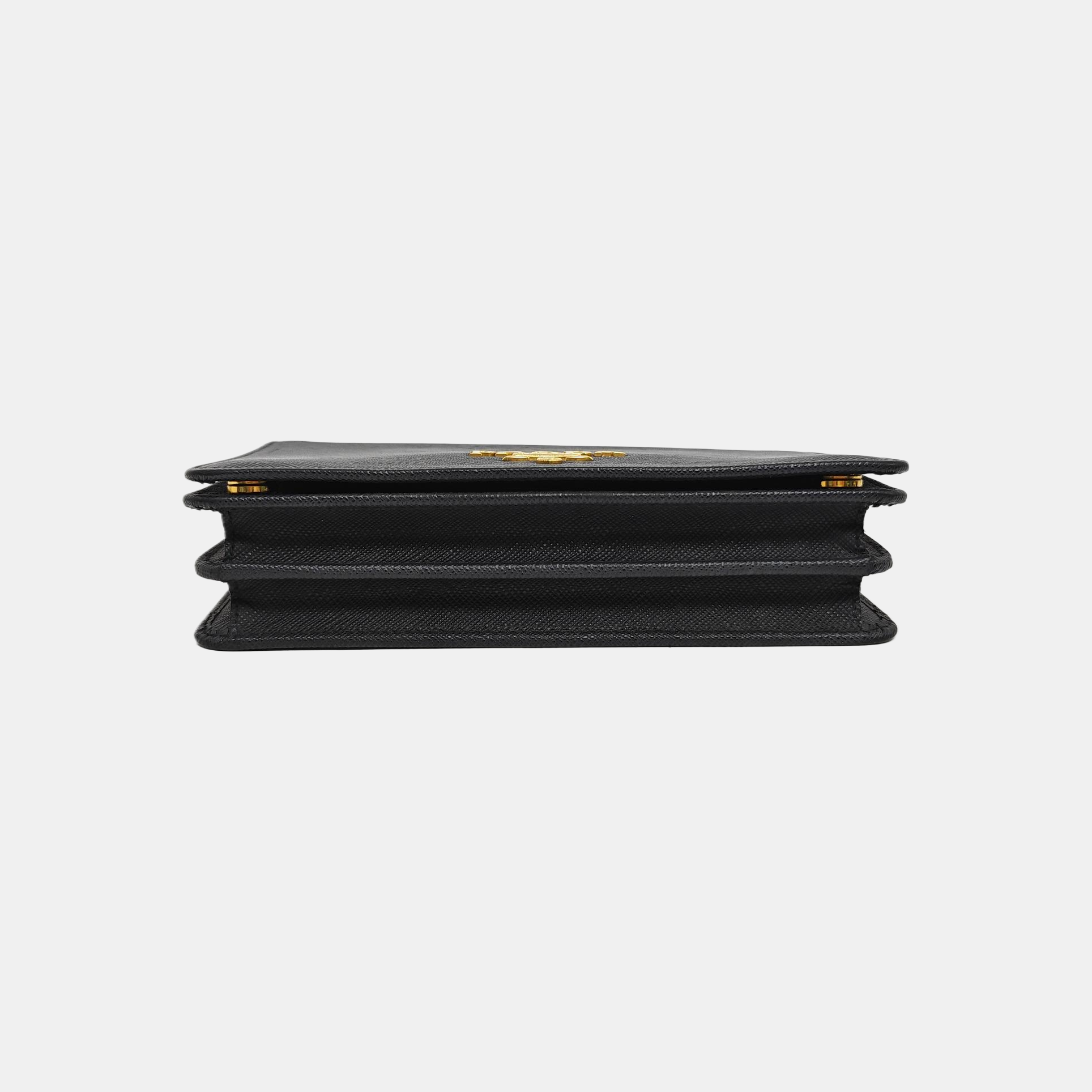 Saffiano Calfskin Shoulder Bag Black