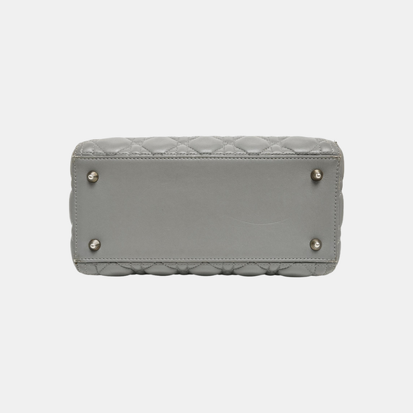 Lady Dior Medium Cannage Lambskin Gray