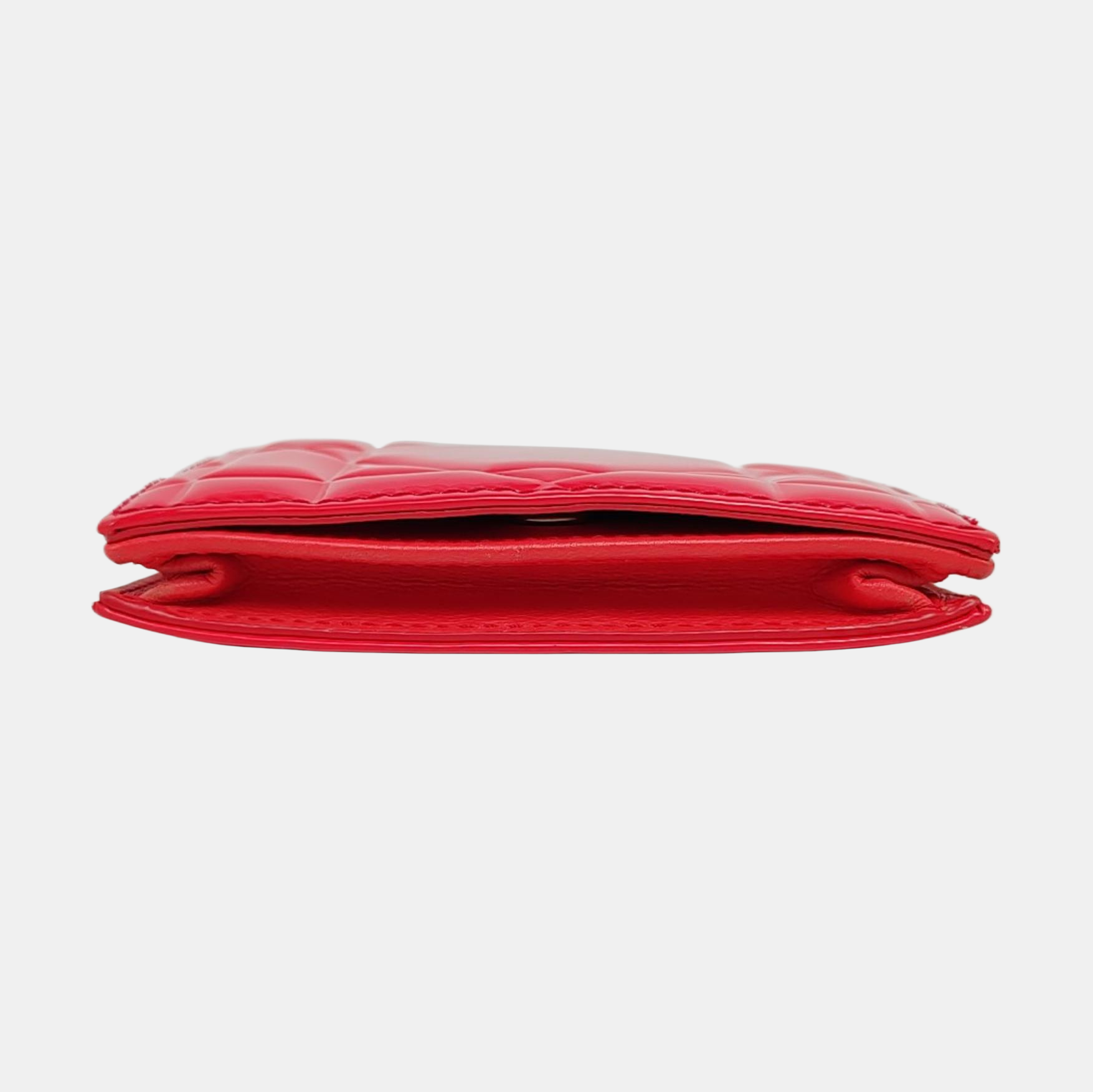 Cannage Patent Leather Card Holder Red