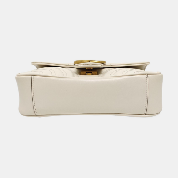 GG Marmont Small Quilted Calfskin White
