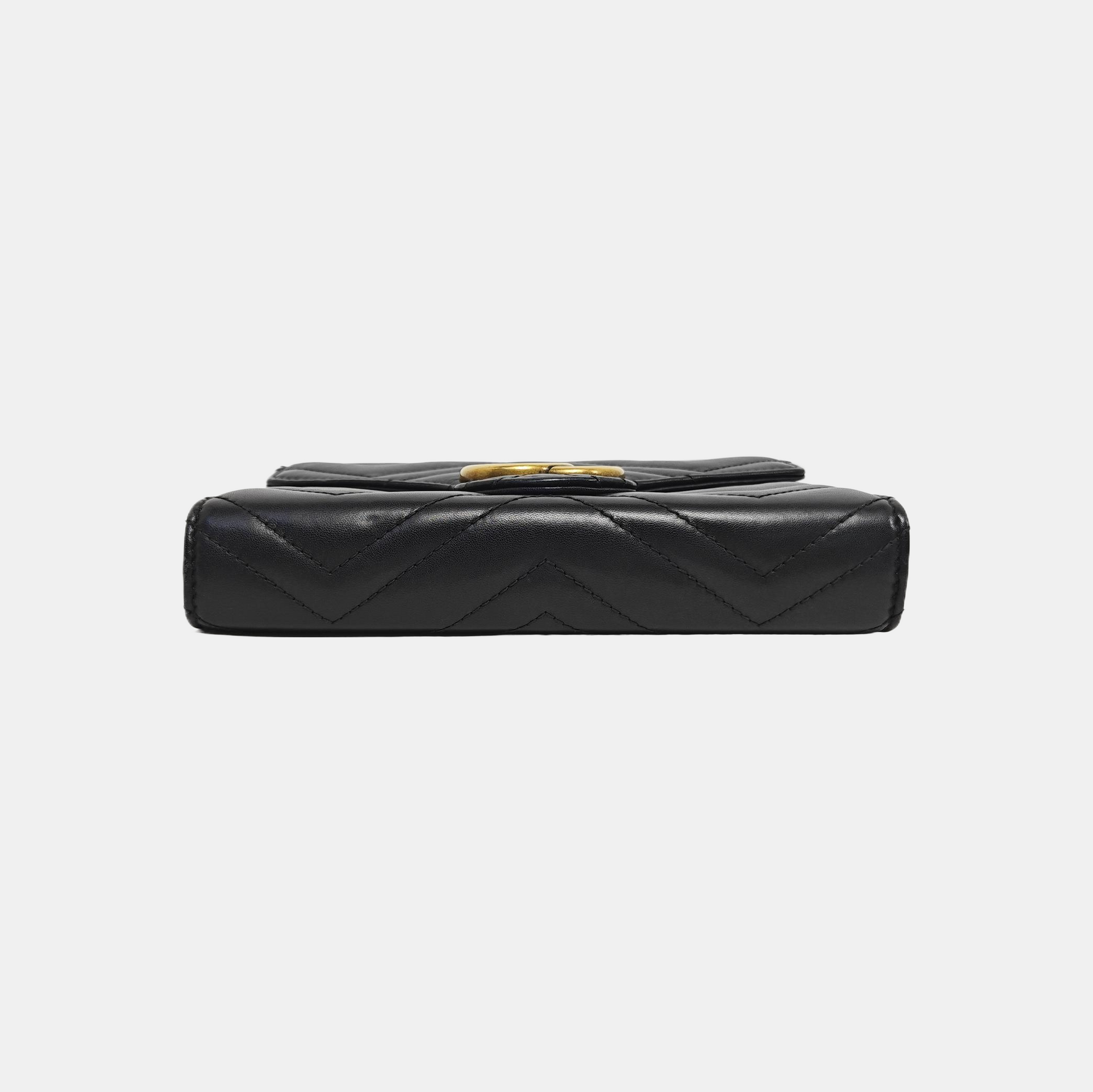 GG Marmont Mini Chevron Calfskin Black