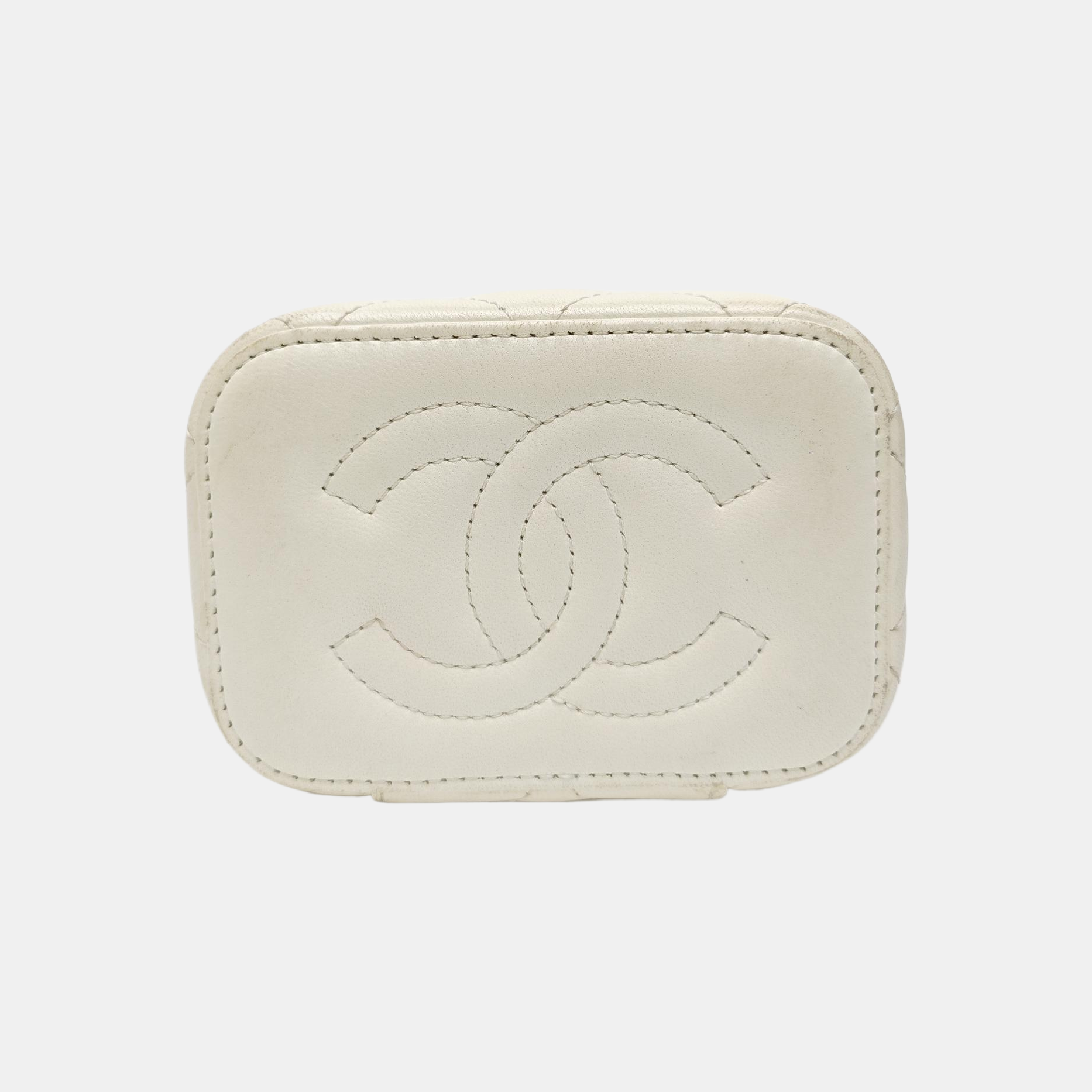 VANITY CASE Mini Quilted Lambskin White