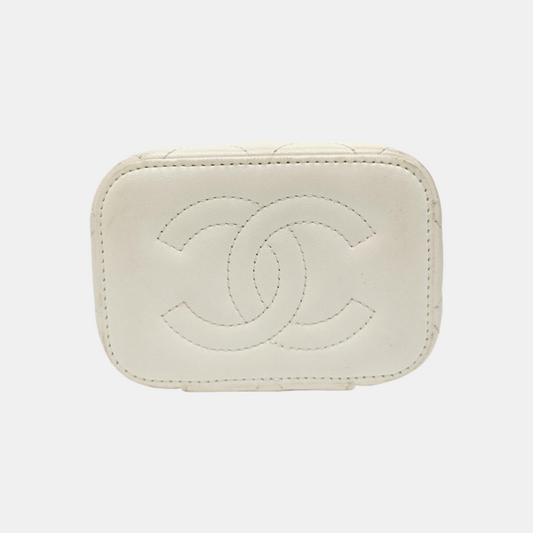 VANITY CASE Mini Quilted Lambskin White