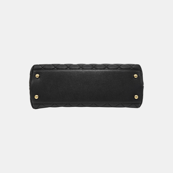 COCO HANDLE Medium Quilted Grained Calfskin Black