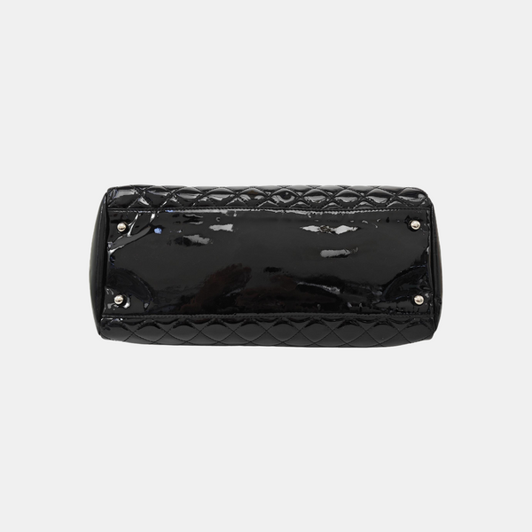 JUST MADEMOISELLE Large Quilted Patent Leather Black