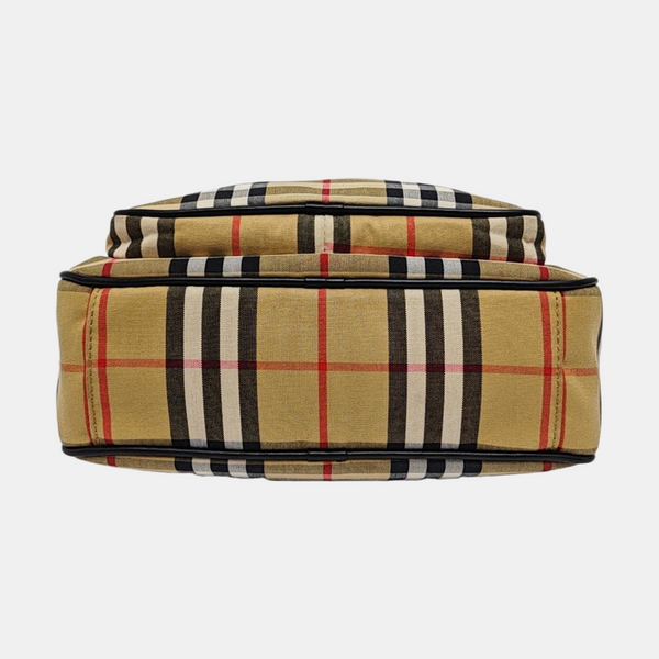 Bolso de hombro de lona pequeño beige