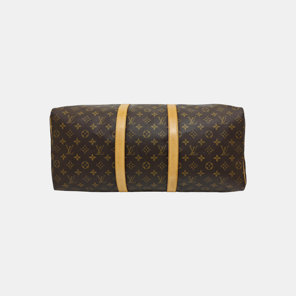 KEEPALL 50 Monogram Coated Canvas Brown