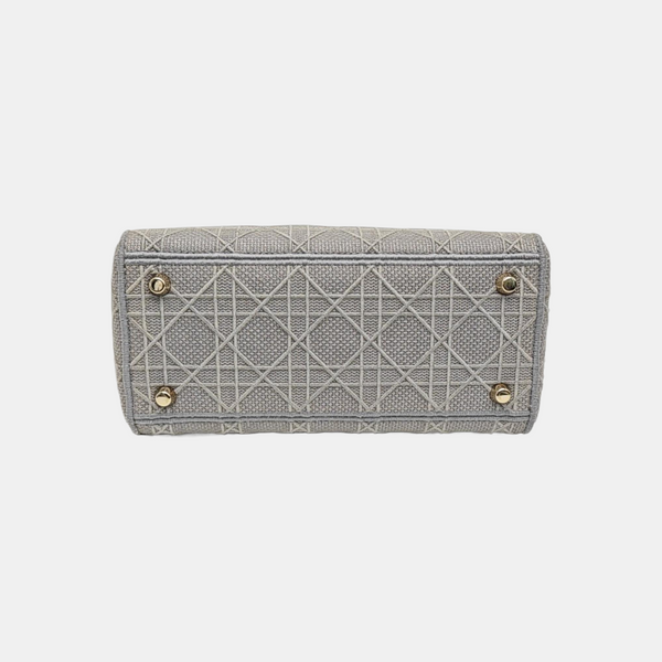Lady D-Lite Medium Cannage Canvas Gray