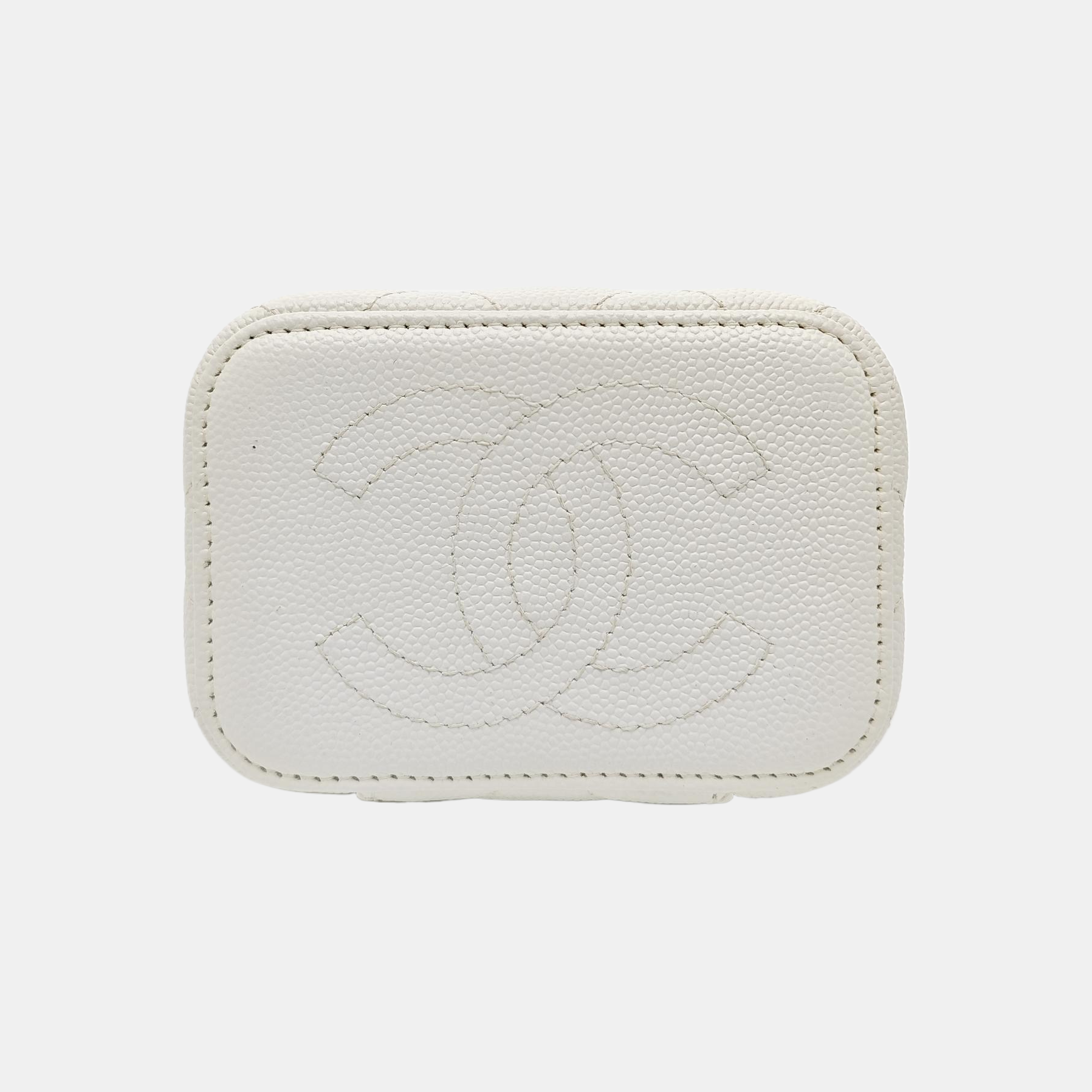 VANITY CASE Mini Quilted Grained Calfskin White