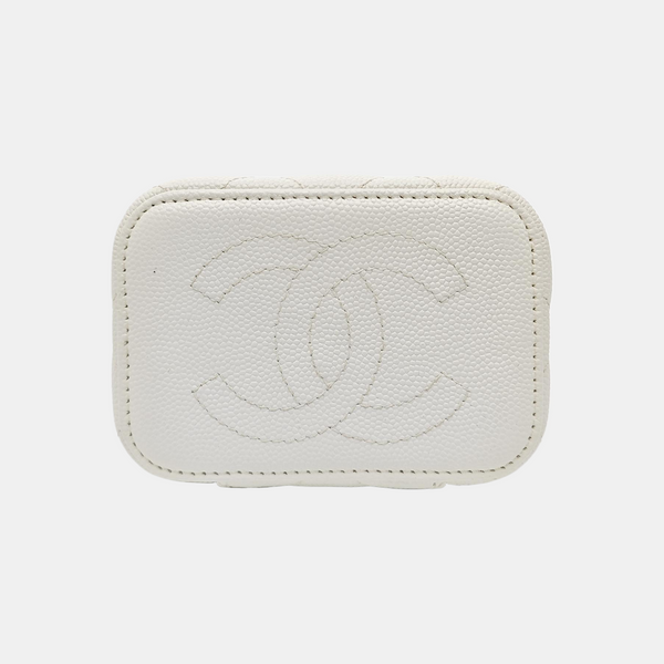 VANITY CASE Mini Quilted Grained Calfskin White