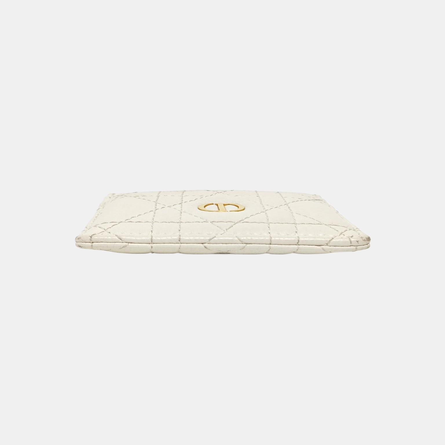 Lady Dior Cannage Calfskin White Card Holder
