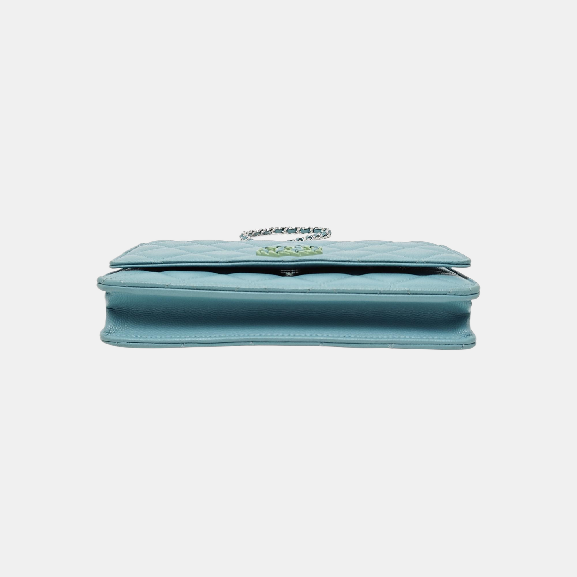 CHANEL 19 Small Quilted Grained Calfskin Blue