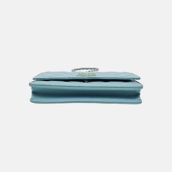 CHANEL 19 Small Quilted Grained Calfskin Blue