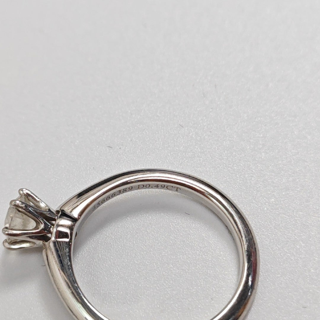 Tiffany Setting Platinum 950 Silver Ring EU 48
