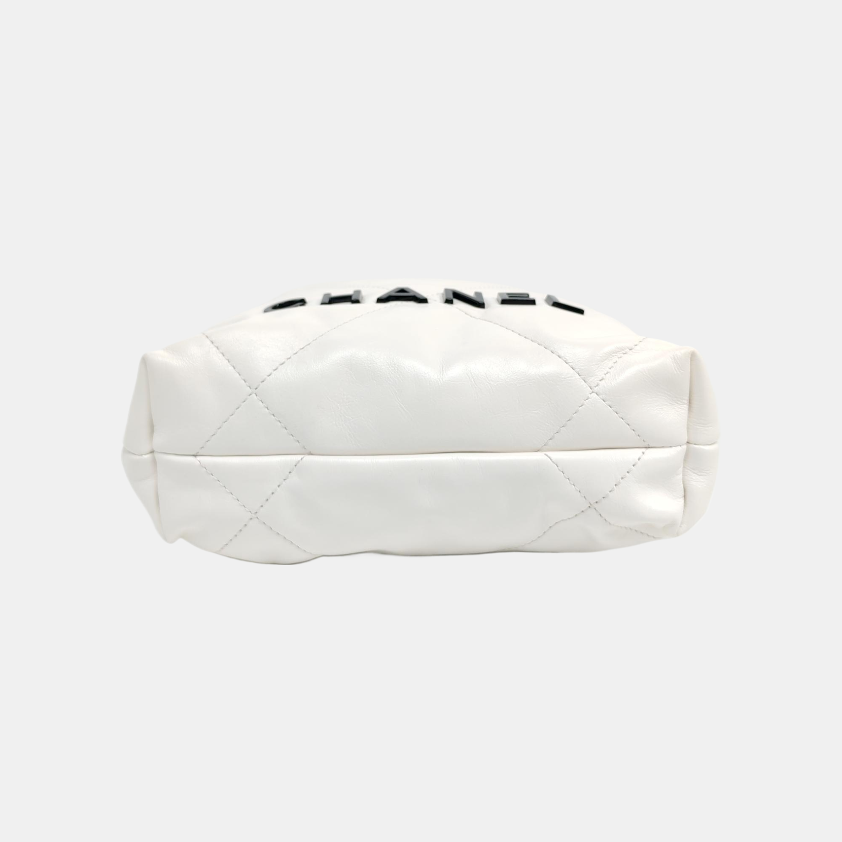 Authenticated pre-owned  CHANEL 22 Mini Quilted Calfskin White - Tote Bag at Looply