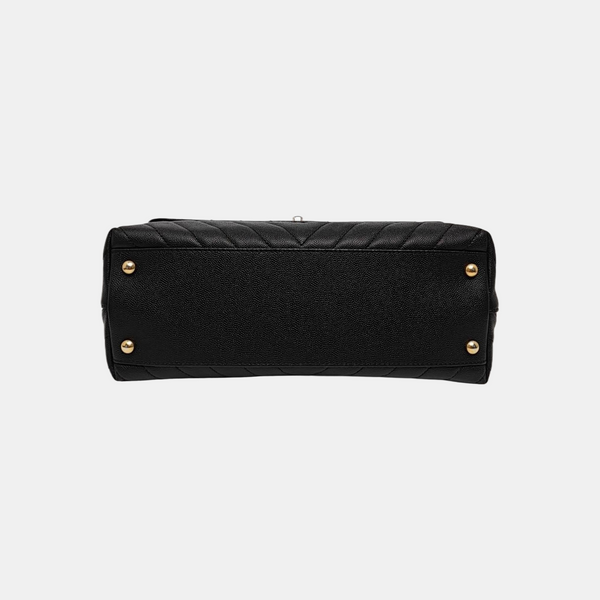 COCO HANDLE Medium Chevron Grained Calfskin Black