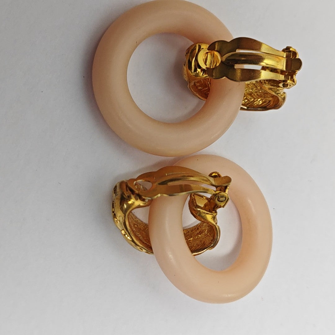 Metal Pink Clip On Earrings