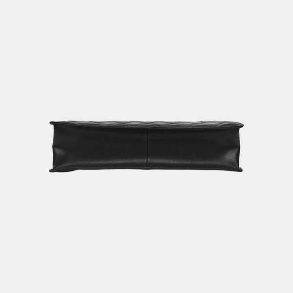 Quilted Grained Calfskin Shoulder Bag Black