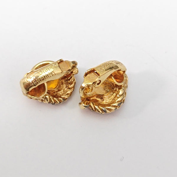 Twist Round Metal Gold Clip On Earrings