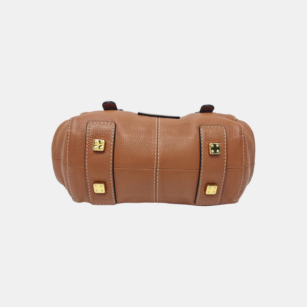 Calfskin Top Handle Bag Brown