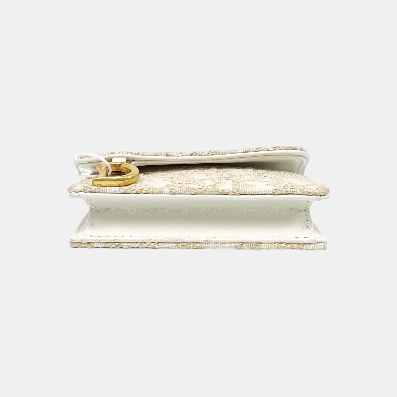 Saddle Mini Oblique Canvas White Card Holder