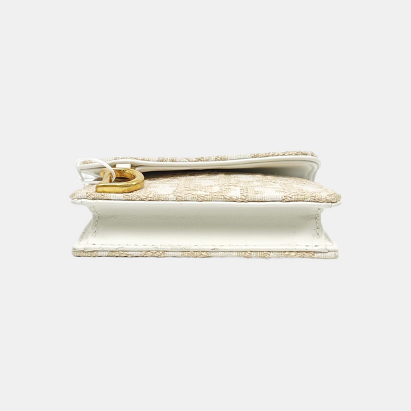 Saddle Mini Oblique Canvas White Card Holder