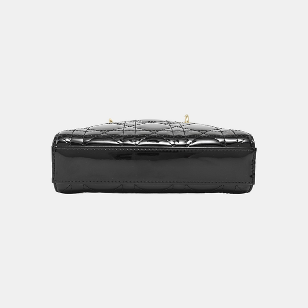 Lady Dior Super Mini Cannage Patent Leather Black
