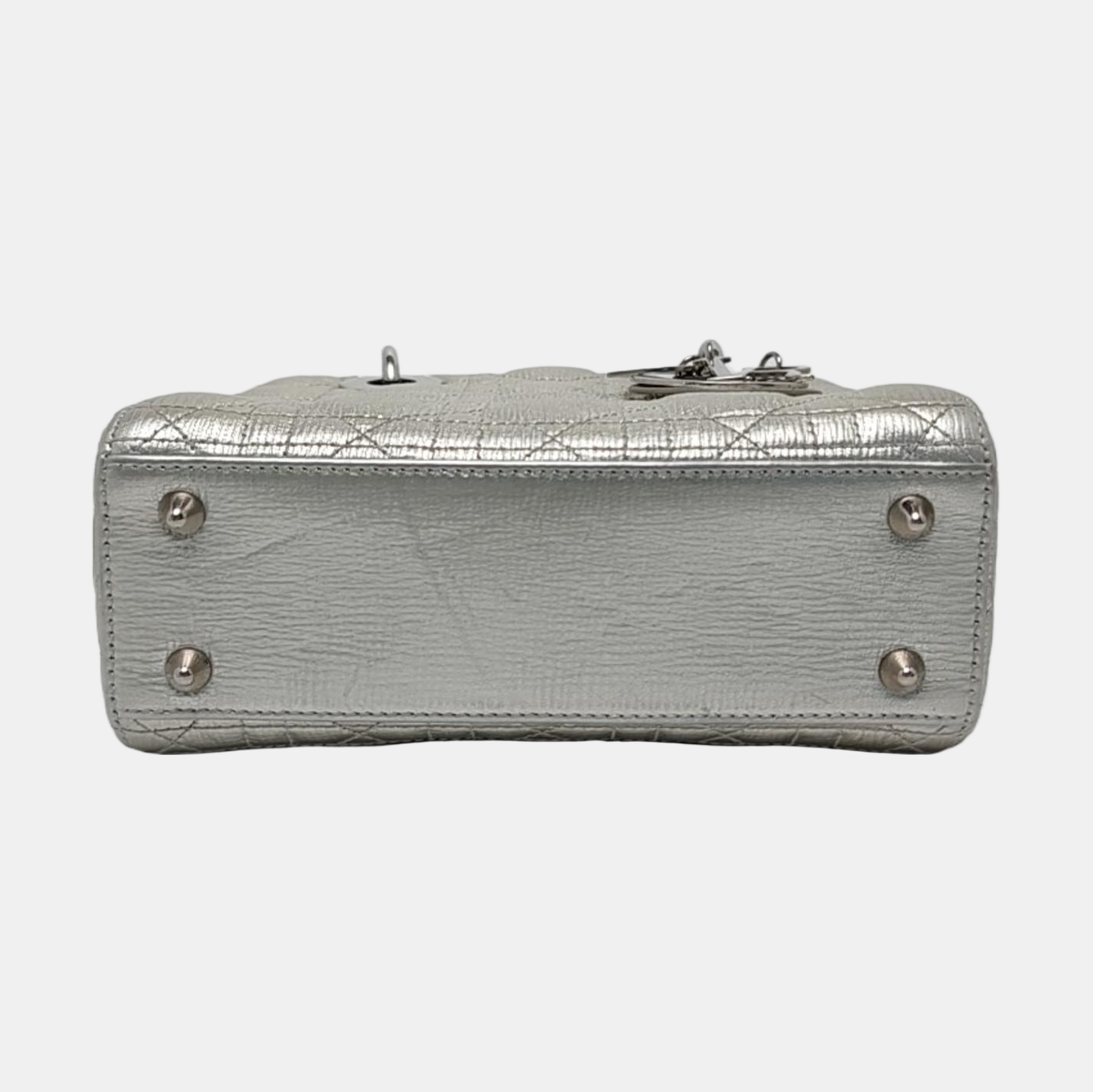 Authenticated pre-owned  Lady Dior Small Cannage Calfskin Silver - Tote Bag at Looply