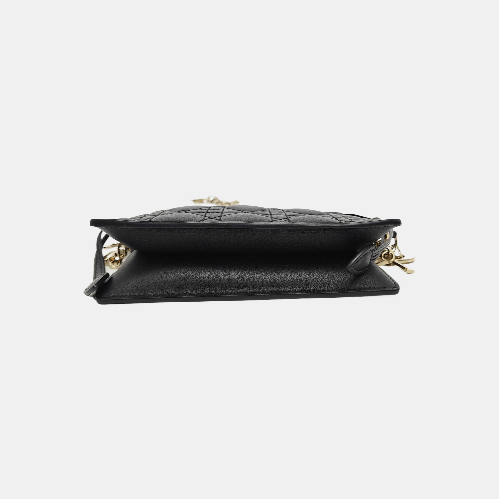 Cannage Calfskin Shoulder Bag Black