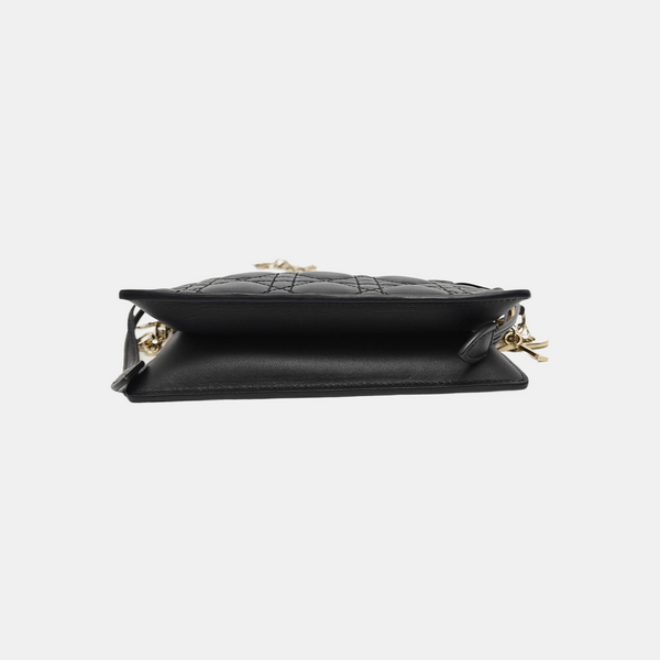 Cannage Calfskin Shoulder Bag Black
