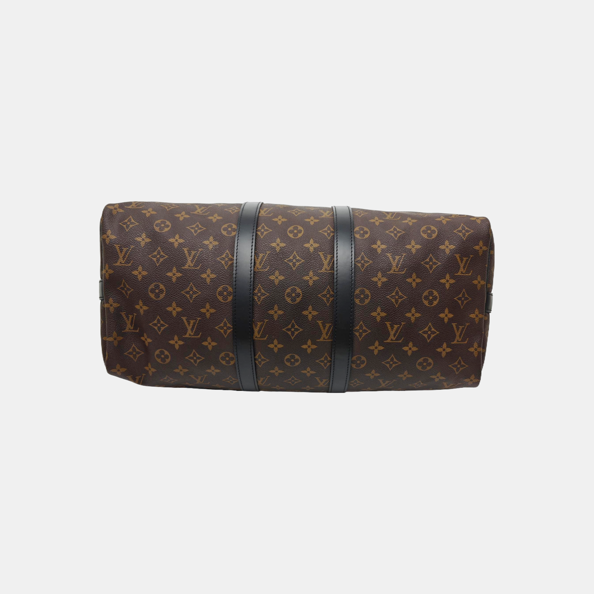 KEEPALL 45 Monogram Coated Canvas Brown