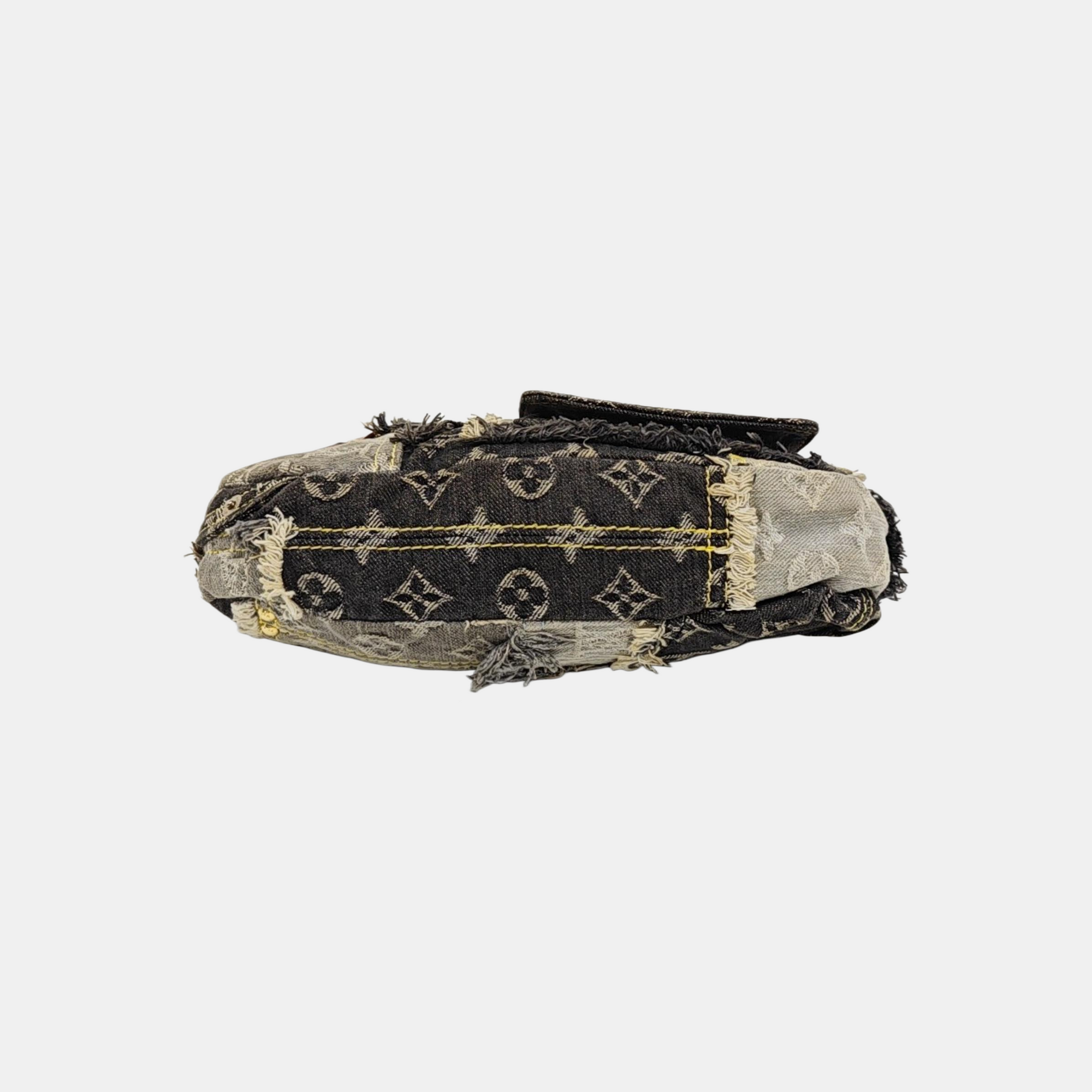Monogram Denim Top Handle Bag Black