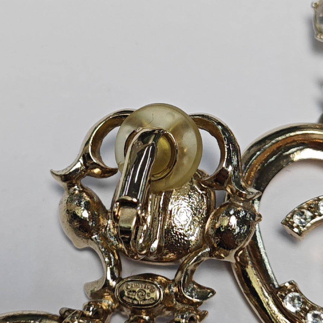 CC Logo Metal Gold Clip On Earrings