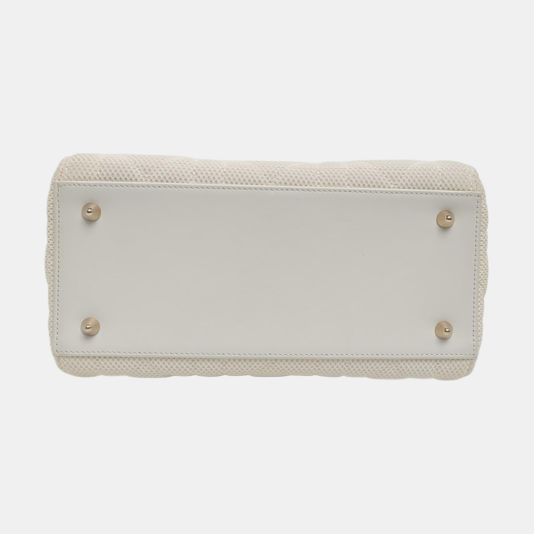 Authenticated pre-owned  Lady D-Lite Medium Cannage Fabric White - Shoulder Bag at Looply
