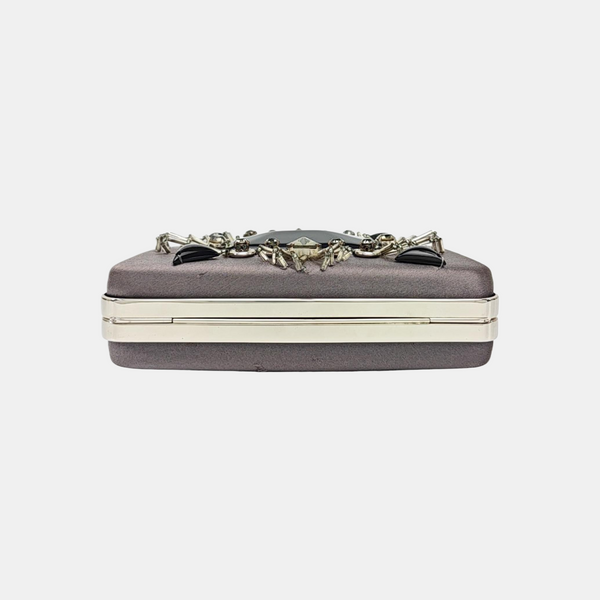 Silk Satin Top Handle Bag Gray