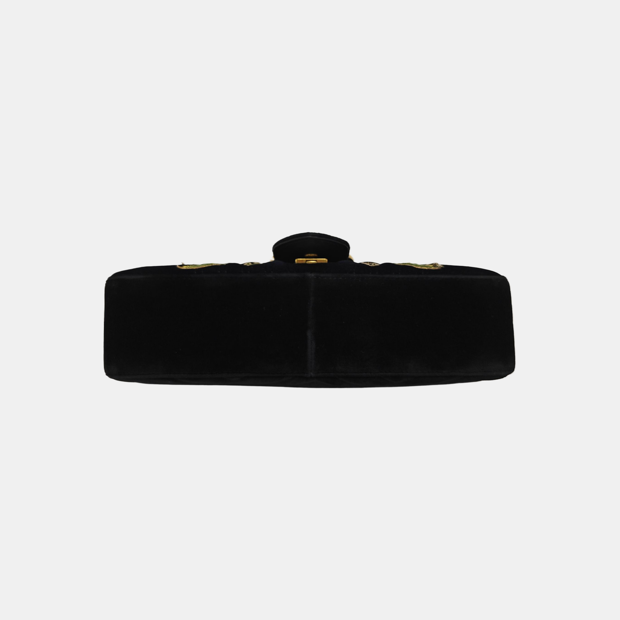 GG Marmont Large Quilted Velvet Black