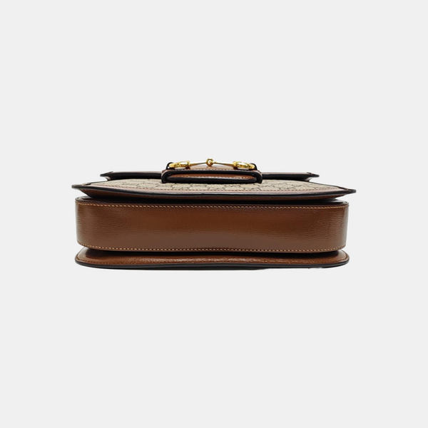 Horsebit 1955 Medium Monogram Coated Canvas Beige