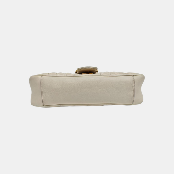 GG Marmont Medium Quilted Calfskin White