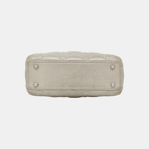 Lady Dior Mini Cannage Lambskin Gray