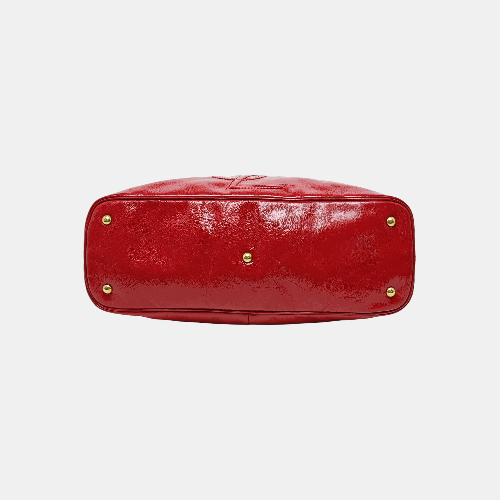 Quilted Patent Leather Tote Bag Red