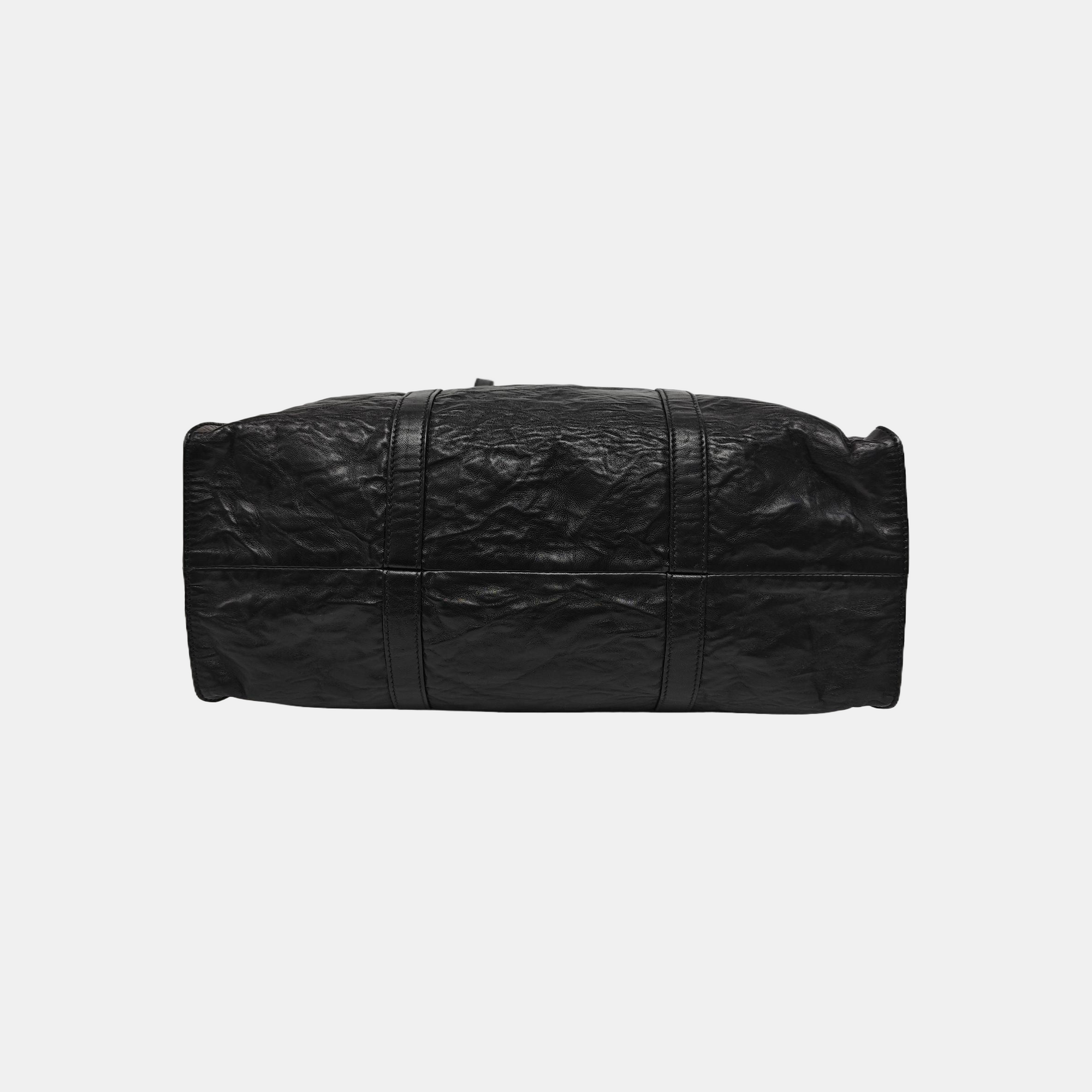 Lambskin Top Handle Bag Black