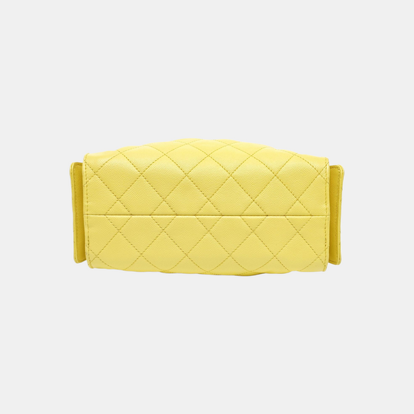 CHANEL 25 Quilted Grained Calfskin Yellow